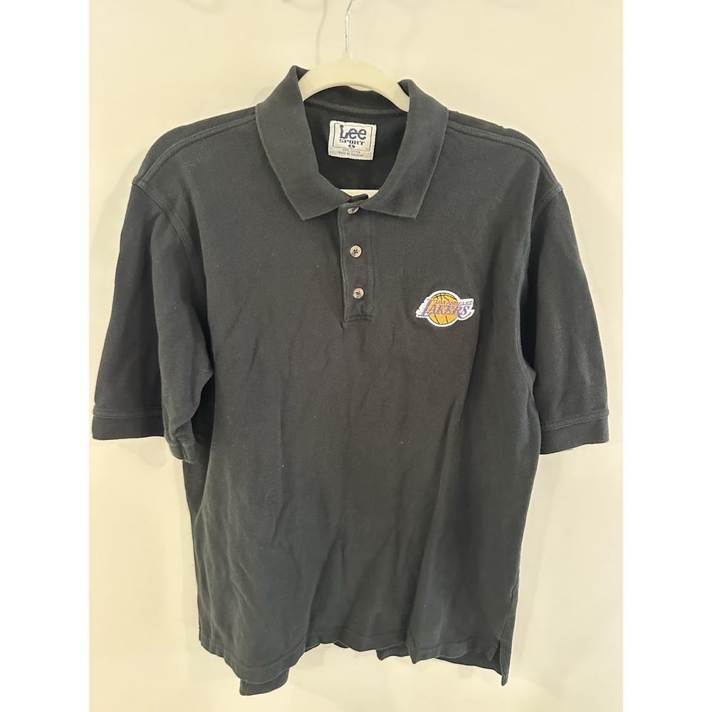 Vintage Lee Sport Men's Lakers Polo Shirt Size L Black